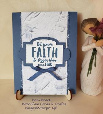Encouragement greeting card in Misty Moonlight using the phrase let your faith be bigger than you fear using Ridiculously Awesome from Stampin' Up!